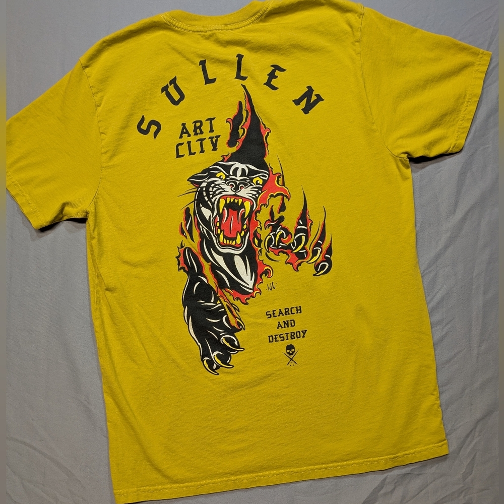 Buckle, Sullen Art Collective- Destroy Design, Mustard Yellow S/S T-Shirt Sz. Lg